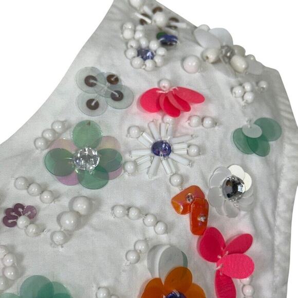 Talbots White Cotton Womens Sleeveless Top Beaded Rhinestones Colorful Shirt 12 - Picture 6 of 16